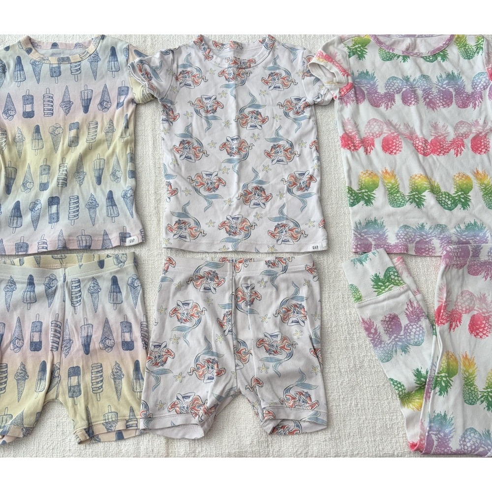 Baby Gap Girls Size 5 6 Cotton Short Sleeve Pajama Sets Lot of‎ 6 Disney Ariel